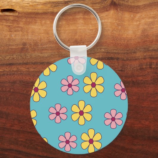 Grote bloemen patroon bevestigen sleutelhanger (Voorkant)