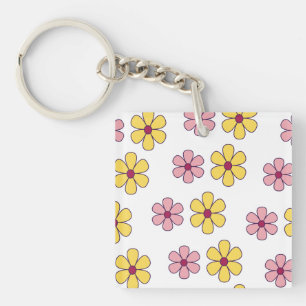 Grote bloemen patroon bevestigen sleutelhanger