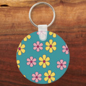 Grote bloemen patroon bevestigen sleutelhanger (Voorkant)