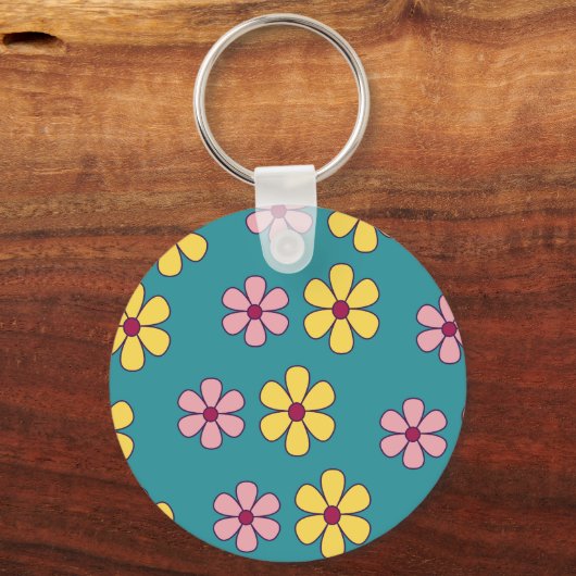 Grote bloemen patroon bevestigen sleutelhanger (Voorkant)