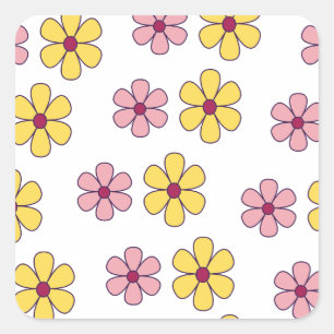 Grote bloemen patroon bevestigen vierkante sticker