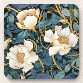 Grote bloemen William Morris geïnspireerd hard pla Bier Onderzetter