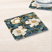 Grote bloemen William Morris geïnspireerd Kartonnen Onderzetters (Schuin)
