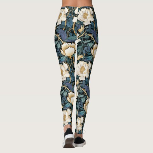 Grote Bloemen William Morris geïnspireerd Leggings (Achterkant)