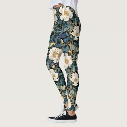 Grote Bloemen William Morris geïnspireerd Leggings (Links)