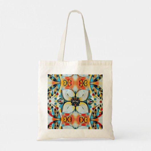 Grote Bloemige Boodschappentas Tote Bag (Achterkant)