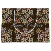 Grote Bloemrijke Chocolade Bruine Verjaardag Gift- Large Cadeautasje (Voorkant)