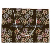 Grote Bloemrijke Chocolade Bruine Verjaardag Gift- Large Cadeautasje (Achterkant)