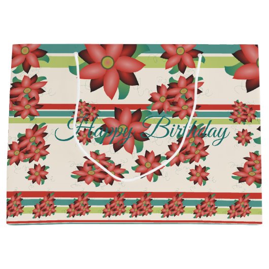 Grote Bloemrijke Designer Verjaardag Gift-tas Groot Cadeauzakje (Voorkant)