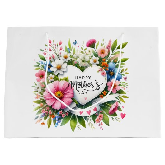 Grote bloemrijke Moederdag cadeautas (Voorkant)