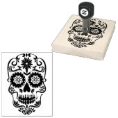 Grote bloemsuiker schedel rubberstempel (Gestempeld)