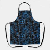 Grote bloesem blauwe gepersonaliseerde naam schort (Voorkant)