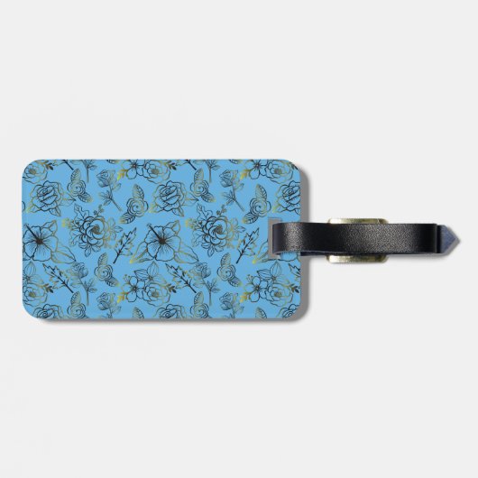 Grote bloesem met een gepersonaliseerde naam bagagelabel (Achterkant horizontaal)