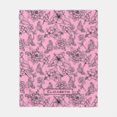 Grote bloesem roze gepersonaliseerde naam fleece deken (Voorkant)