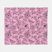 Grote bloesem roze gepersonaliseerde naam fleece deken (Voorkant (Horizontaal))