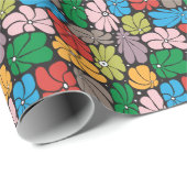 Grote bloesems retro bloemennaadloos cadeaupapier (Rol Hoek)