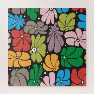 Grote bloesems retro bloemennaadloos legpuzzel