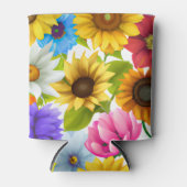 Grote blote botanische kleurrijke bloemen blikjeskoeler (Voorkant)