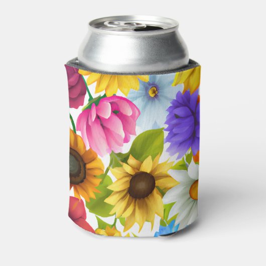 Grote blote botanische kleurrijke bloemen blikjeskoeler (Blikje Achterkant)