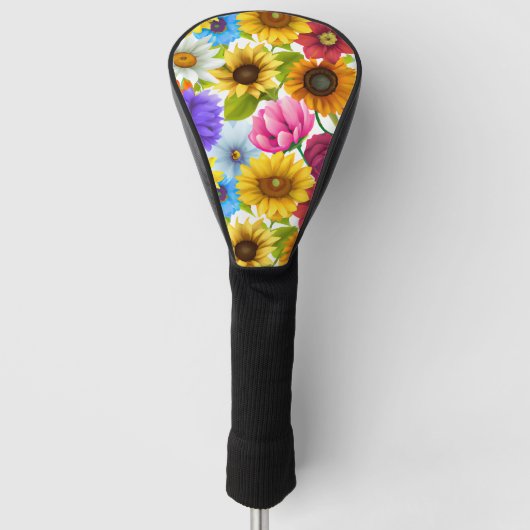 Grote blote botanische kleurrijke bloemen golfheadcover (Voorkant)
