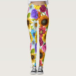 Grote blote botanische kleurrijke bloemen leggings