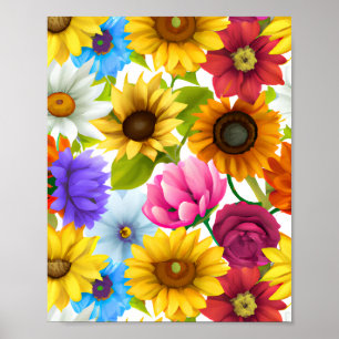 Grote blote botanische kleurrijke bloemen poster