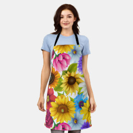 Grote blote botanische kleurrijke bloemen schort