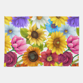 Grote blote botanische kleurrijke bloemen theedoek