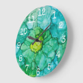 Grote  "Blue-Greens Flowers" Klok (Hoek)