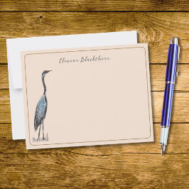 Grote Blue Heron Hand-Drawn  Stijl Notitiekaartje