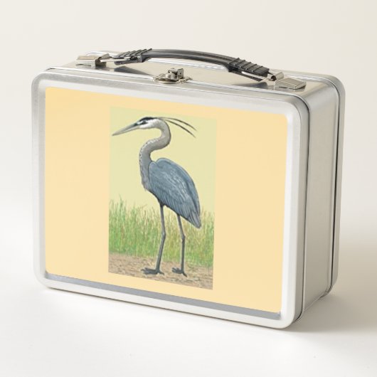 Grote Blue Heron Metal Lunch Box (Voorkant)