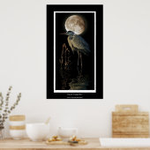 GROTE BLUE HERON, REEDS & MOON Art afdrukken Poster (Keuken)