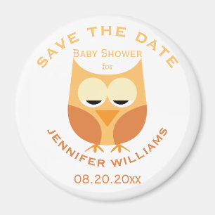 Grote Blue Owl Boy Baby shower Save the Date Magneet