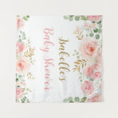 Grote Blush Floral Baby shower achtergrond Wandkleed (Voorkant (horizontaal))