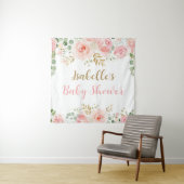 Grote Blush Floral Baby shower achtergrond Wandkleed (In situ)
