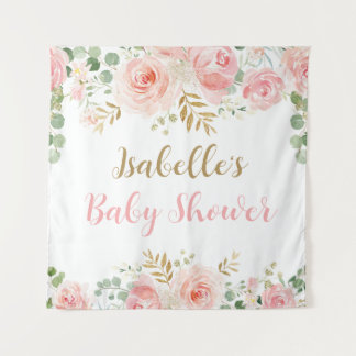 Grote Blush Floral Baby shower achtergrond Wandkleed