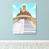 Grote Boeddha beeld canvasprint Canvas Afdruk (Insitu (Houten vloer))