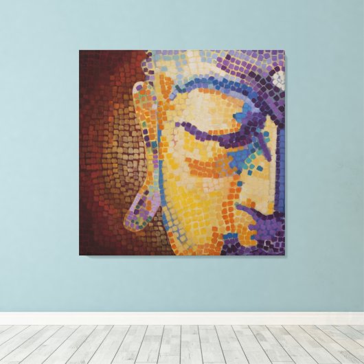 Grote Boeddha gezicht Canvas Afdruk (Insitu (Houten vloer))