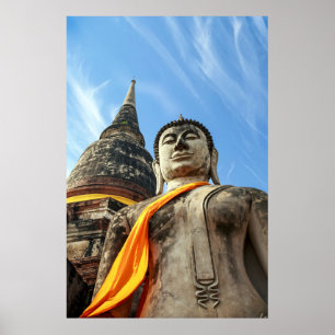 Grote Boeddha in Ayutthaya, Thailand Poster