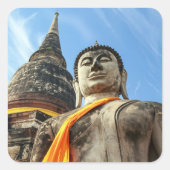 Grote Boeddha in Ayutthaya, Thailand Vierkante Sticker (Voorkant)