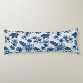 Grote Boho Flowers Classic Blue Lichaamskussen (Achterkant)