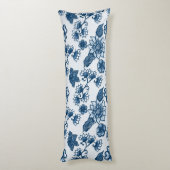 Grote Boho Flowers Classic Blue Lichaamskussen (Achterkant (Verticaal))