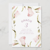 Grote boho Wildflower Birthday Party Girl Kaart (Voorkant)