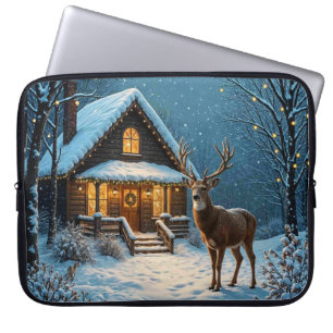 Grote bok bezoekt Kerstmis met sneeuw Laptop Sleeve