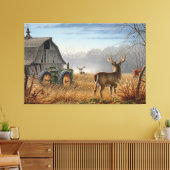 Grote Bok Hert Gevecht Op De Boerderij Canvas Afdruk (Insitu (Woonkamer))