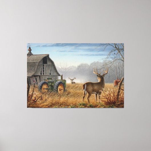Grote Bok Hert Gevecht Op De Boerderij Canvas Afdruk (Voorkant)