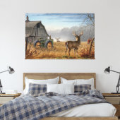 Grote Bok Hert Gevecht Op De Boerderij Canvas Afdruk (Insitu (Slaapkamer))