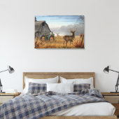Grote bok herten confrontatie op de boerderij canvas afdruk (Insitu (Slaapkamer))