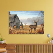 Grote bok herten confrontatie op de boerderij canvas afdruk (Insitu (Woonkamer))