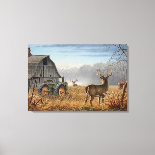Grote bok herten confrontatie op de boerderij canvas afdruk (Voorkant)